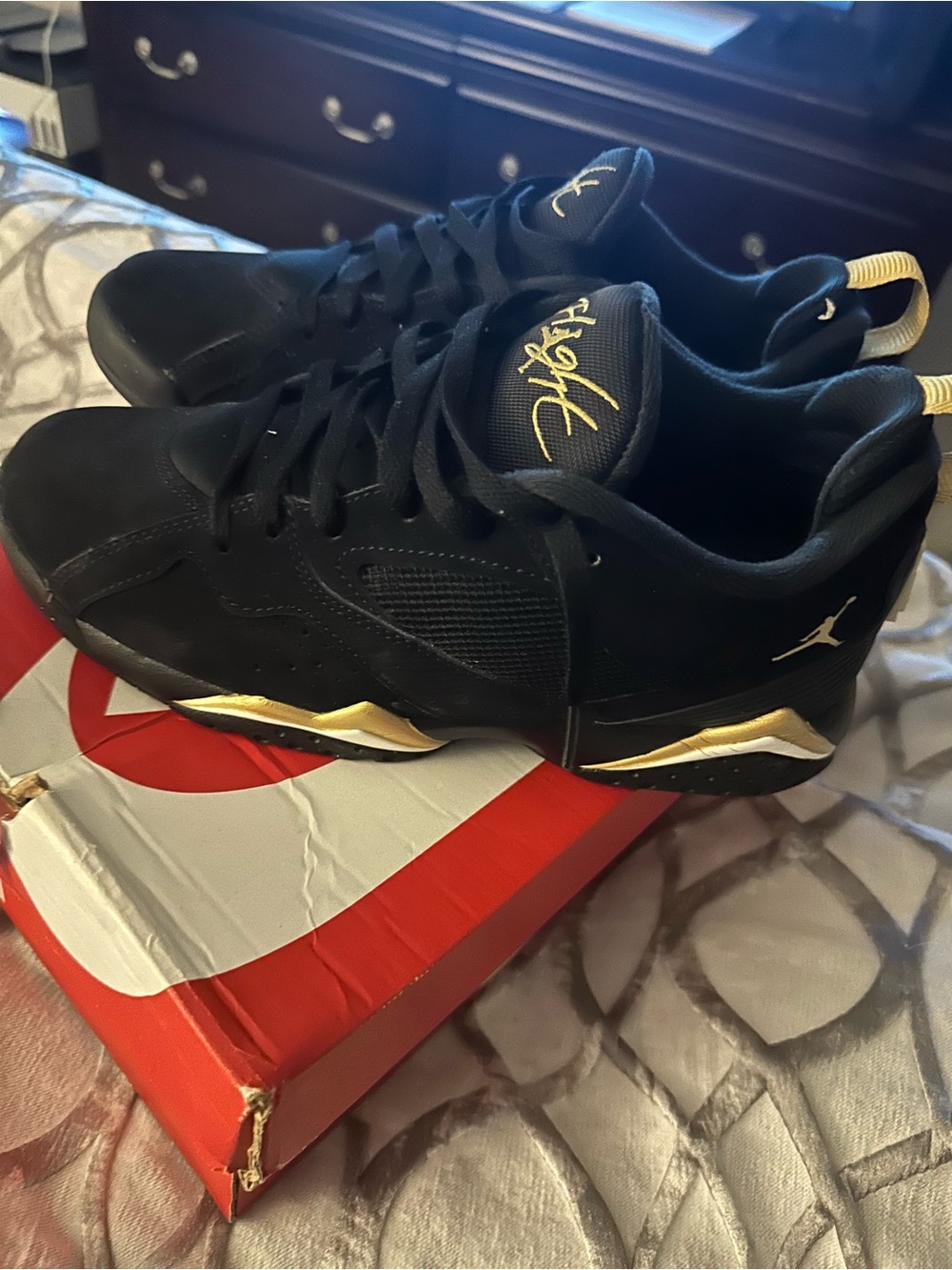 Jordan Men’s Low-Top Sneakers - Black/Gold Accents